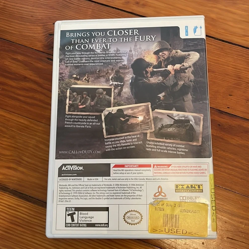 Nintendo Wii Call of Duty 3 game